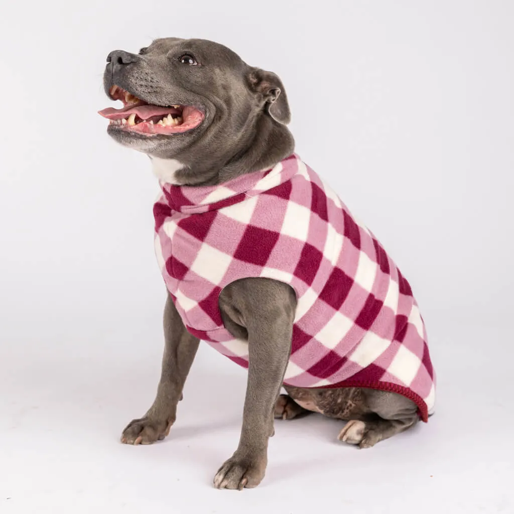 The Floofy Fleece Dog Coat | Berry Gingham