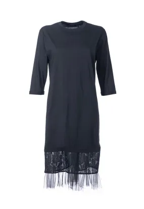 Tulle Trim Dress - Black