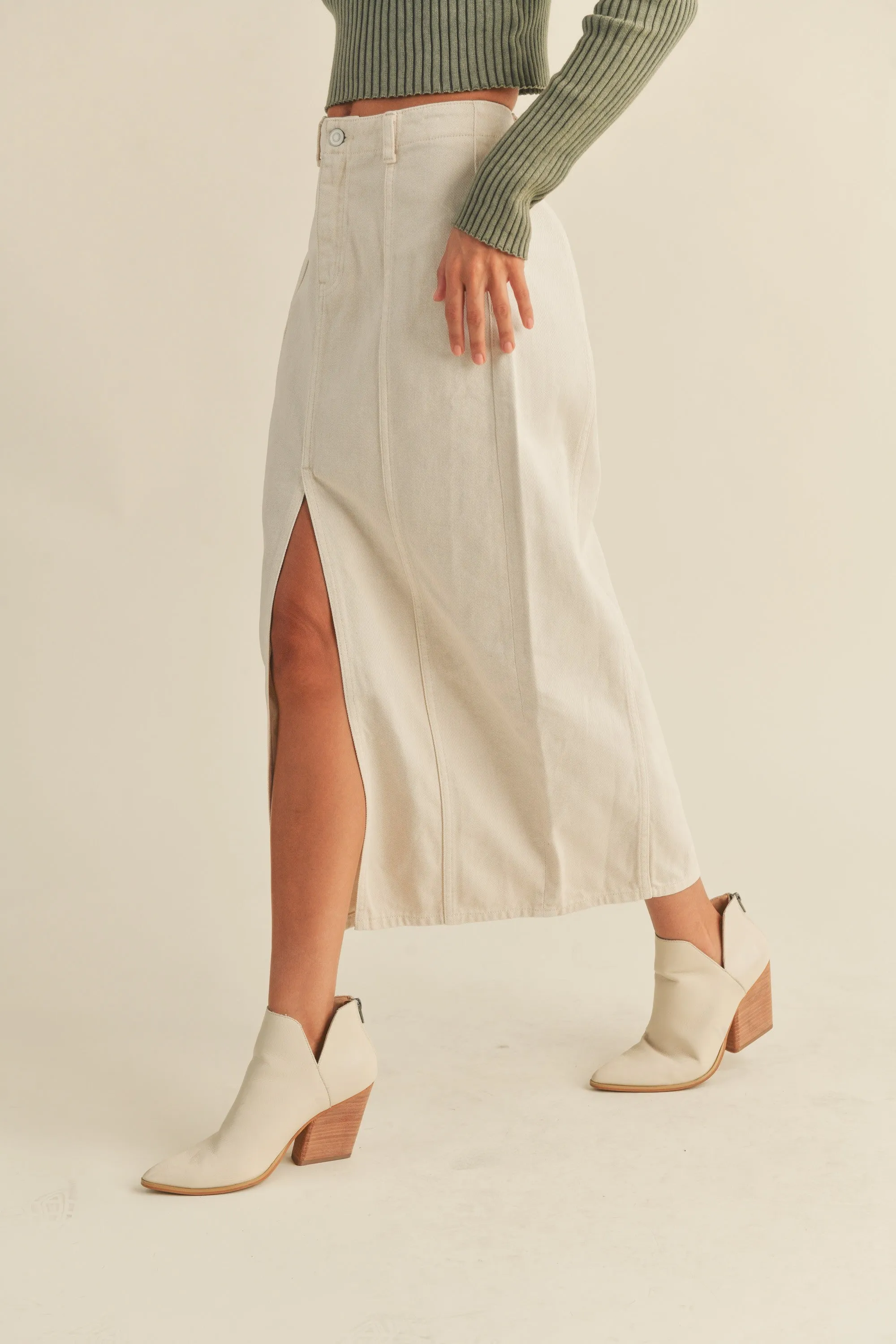 Vicker Beige Slit Skirt