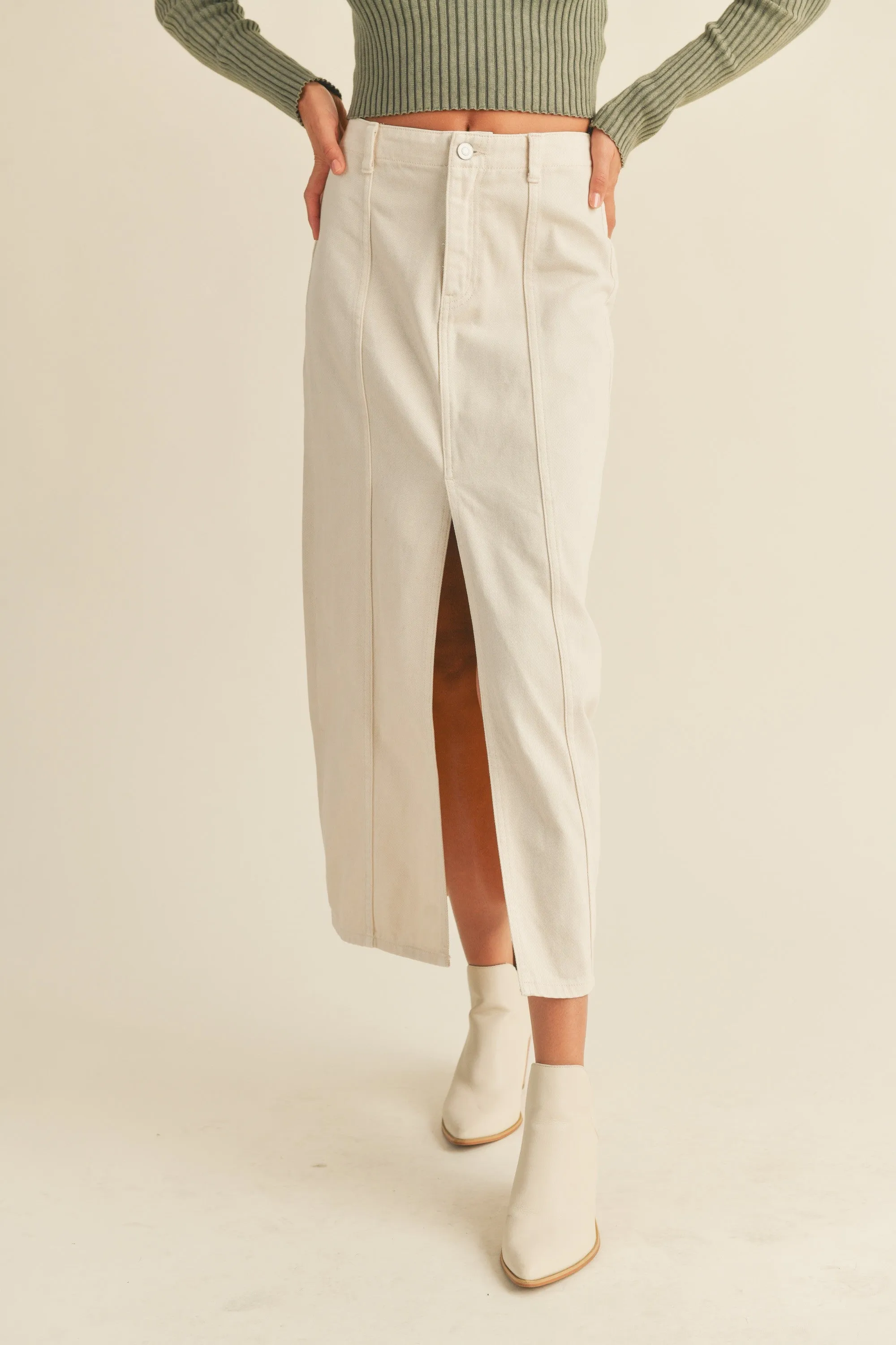Vicker Beige Slit Skirt