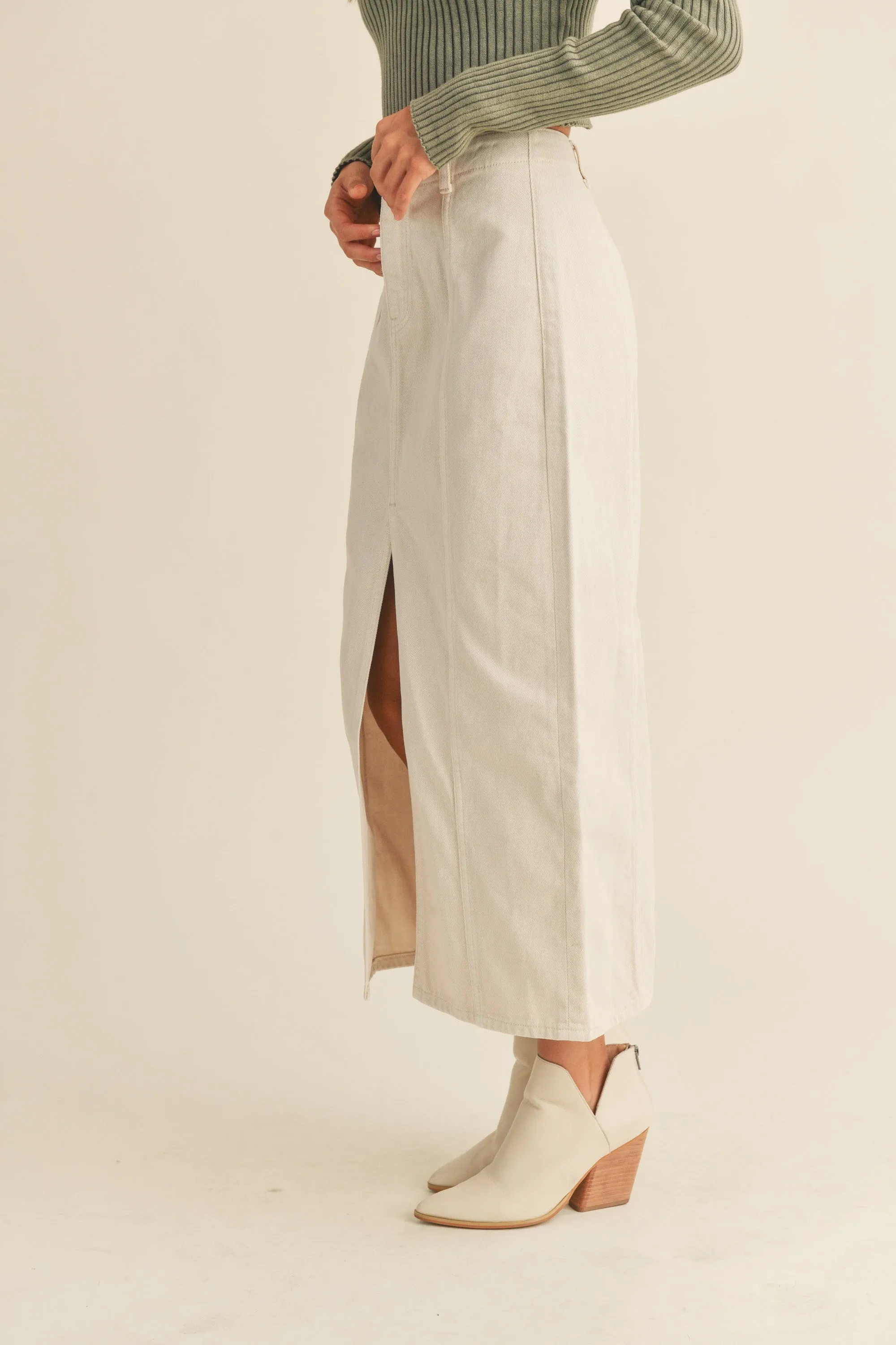 Vicker Beige Slit Skirt
