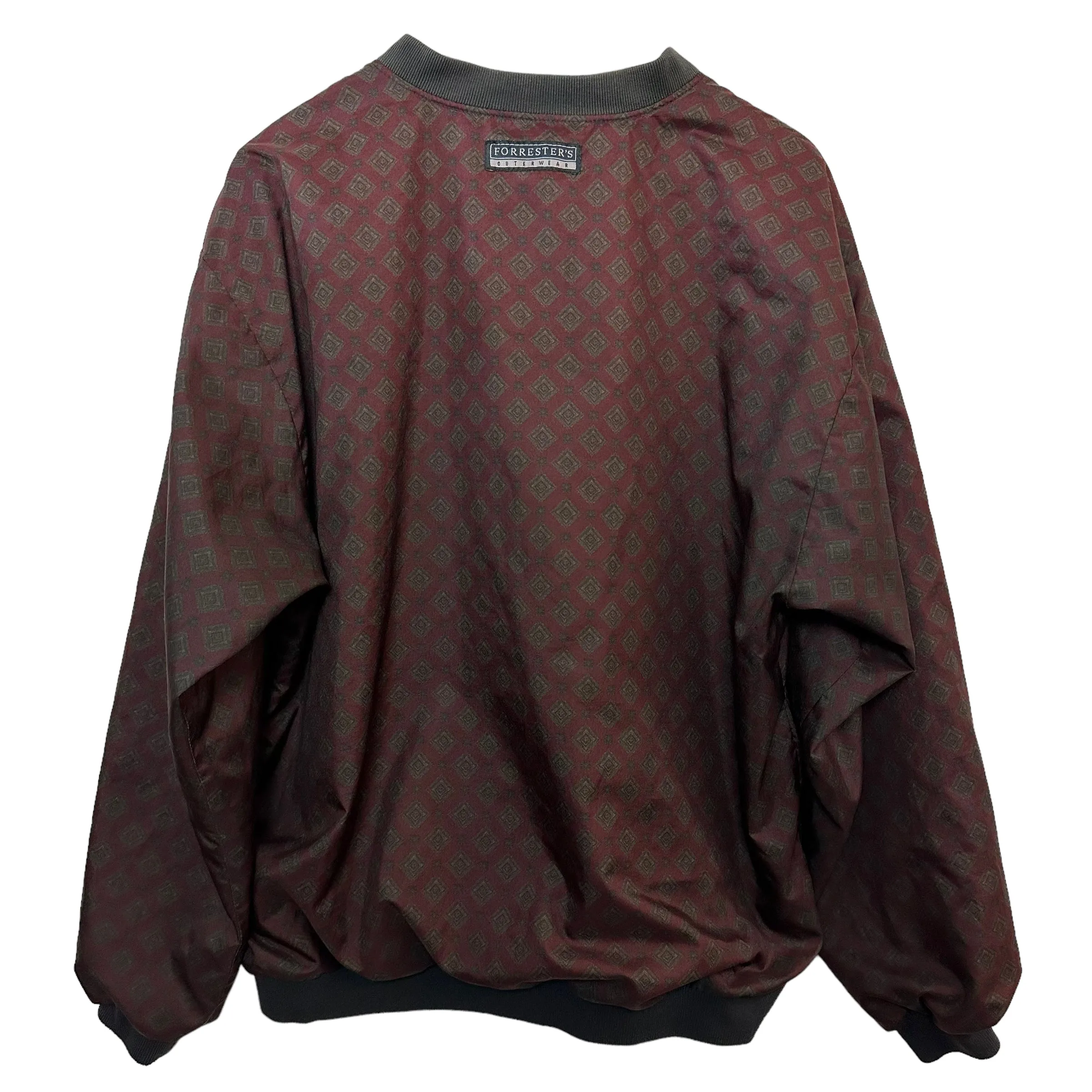 Vintage 90s Forrester's Pullover Windbreaker Golf Maroon Printed Large