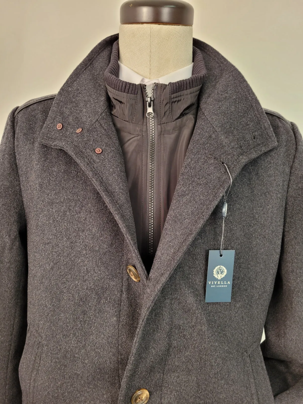 Viyella - Car Coat - Cashmere Blend - 6-Buttons - Modern Fit -557909