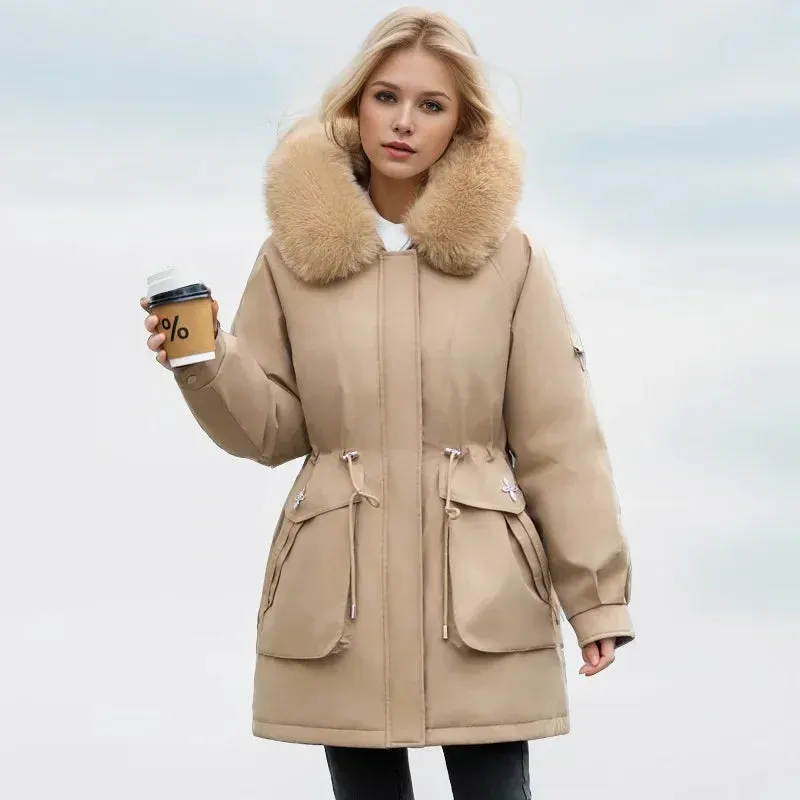 Winter weibliche Parkas 2024 neue abnehmbare innere Baumwoll jacke Frauen verdicken Pelz kragen Kapuzen mantel warmen Schnee tragen lange Parkas