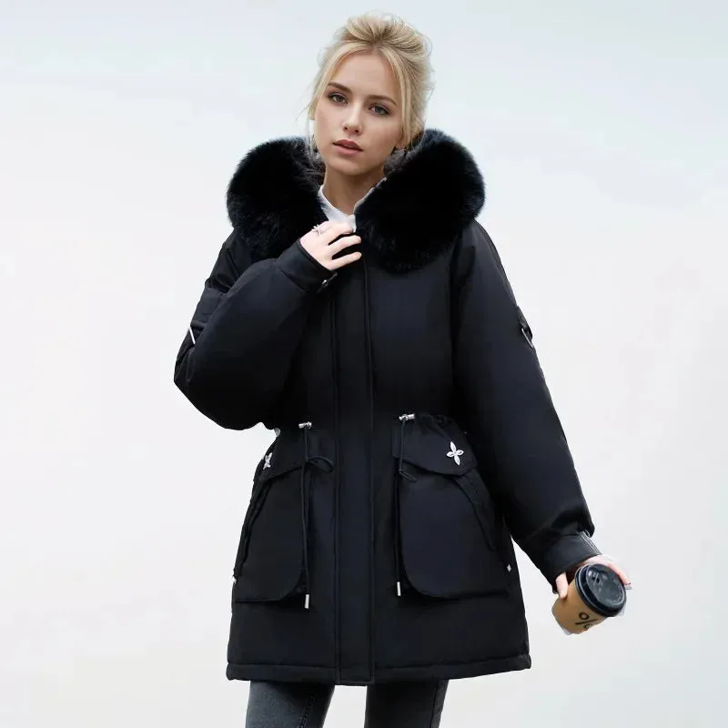 Winter weibliche Parkas 2024 neue abnehmbare innere Baumwoll jacke Frauen verdicken Pelz kragen Kapuzen mantel warmen Schnee tragen lange Parkas