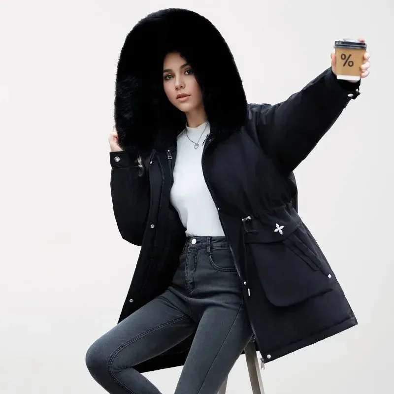 Winter weibliche Parkas 2024 neue abnehmbare innere Baumwoll jacke Frauen verdicken Pelz kragen Kapuzen mantel warmen Schnee tragen lange Parkas