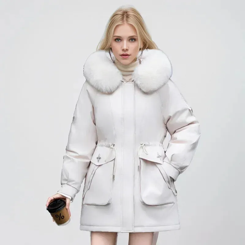 Winter weibliche Parkas 2024 neue abnehmbare innere Baumwoll jacke Frauen verdicken Pelz kragen Kapuzen mantel warmen Schnee tragen lange Parkas