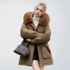 Winter weibliche Parkas 2024 neue abnehmbare innere Baumwoll jacke Frauen verdicken Pelz kragen Kapuzen mantel warmen Schnee tragen lange Parkas