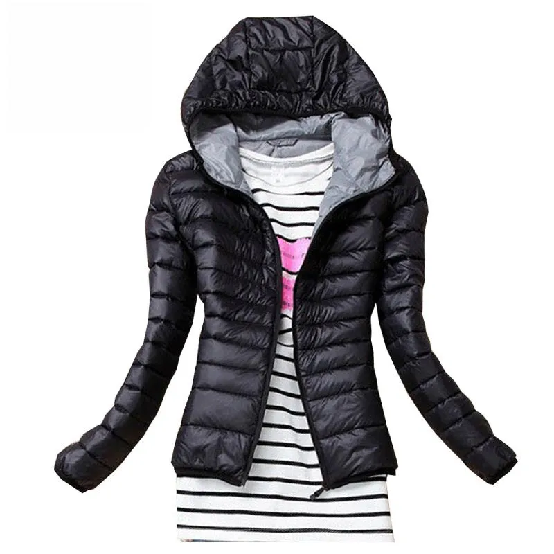 Women Basic Jacket Coat Female Slim Hooded Brand Cotton Coats