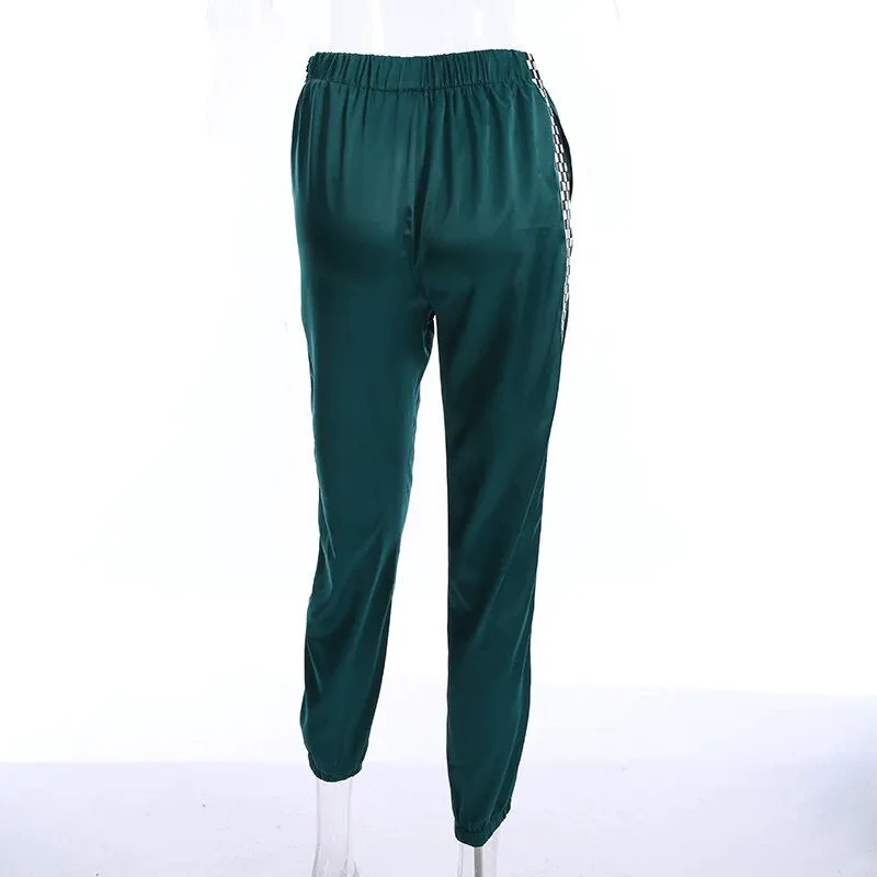 Women's Autumn Elastic High-Waist Patchwork Joggers