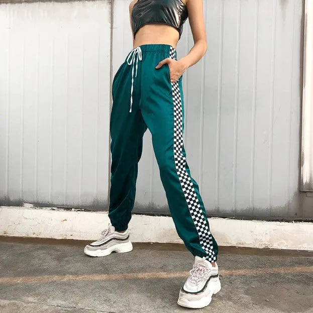 Women's Autumn Elastic High-Waist Patchwork Joggers