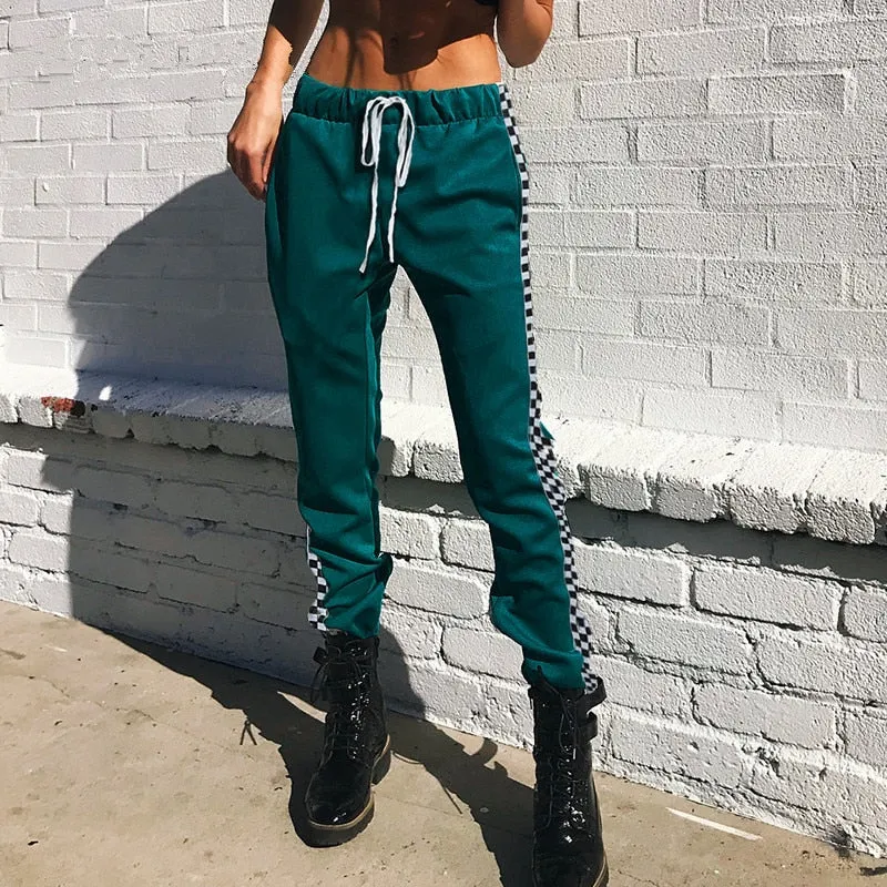Women's Autumn Elastic High-Waist Patchwork Joggers