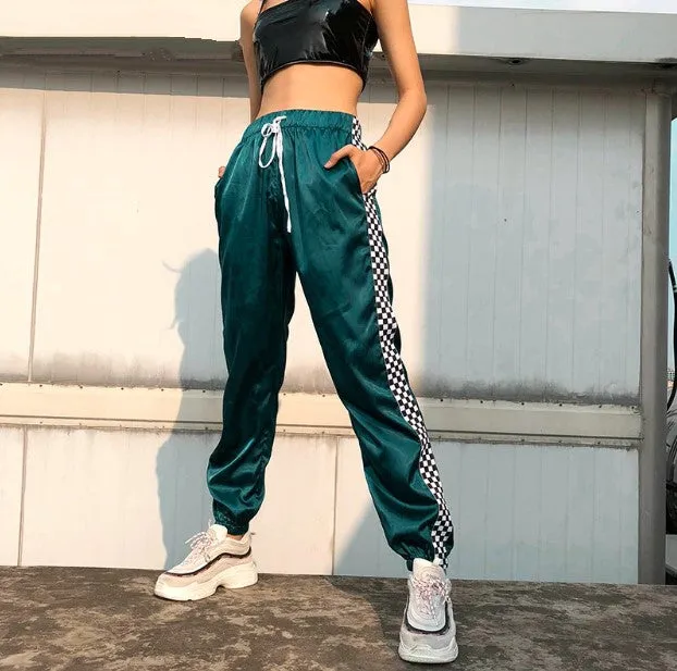Women's Autumn Elastic High-Waist Patchwork Joggers