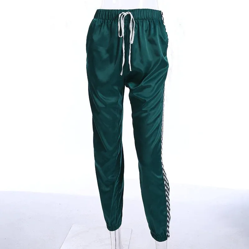 Women's Autumn Elastic High-Waist Patchwork Joggers