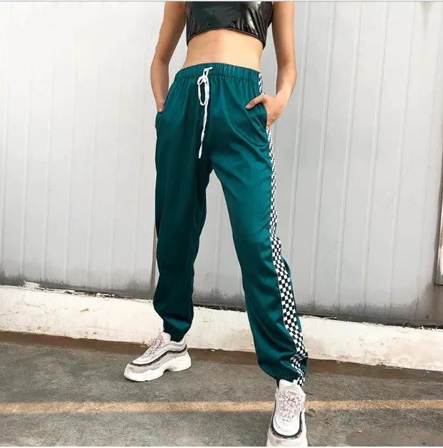 Women's Autumn Elastic High-Waist Patchwork Joggers