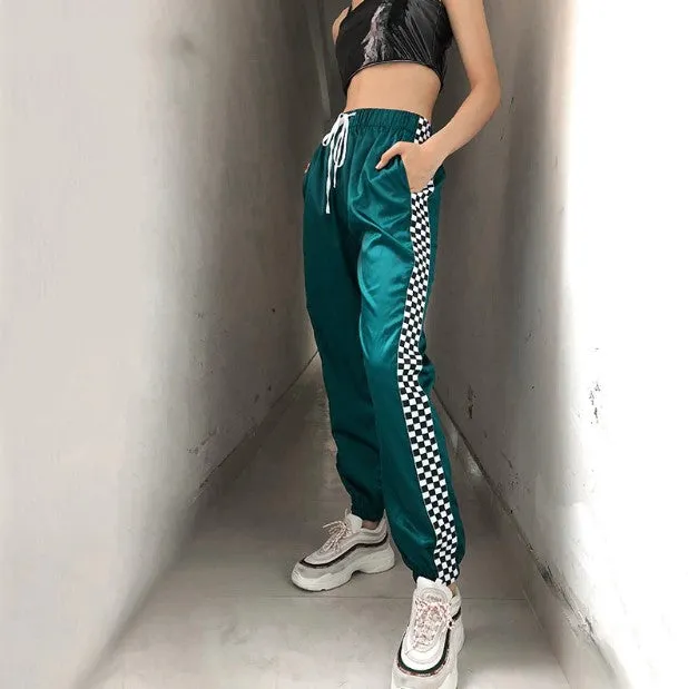 Women's Autumn Elastic High-Waist Patchwork Joggers