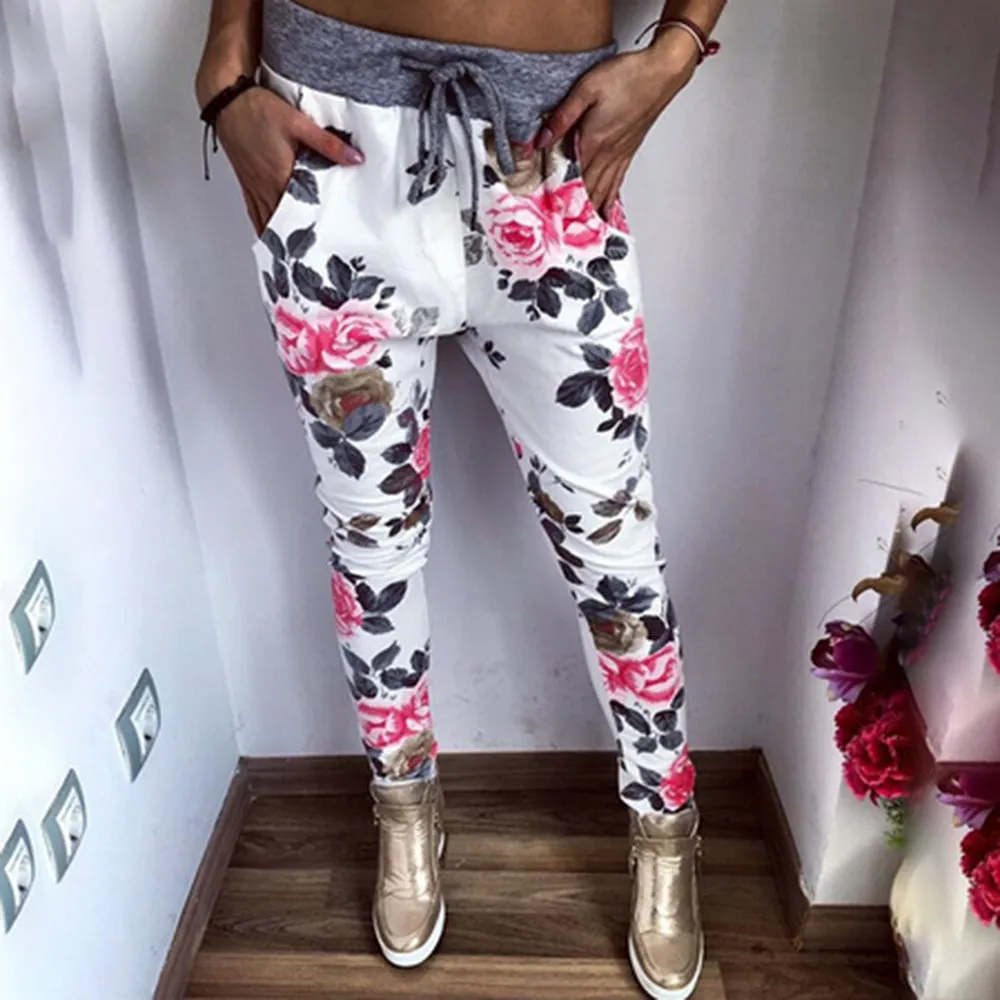 Women's Summer Casual Joggers With Floral Print