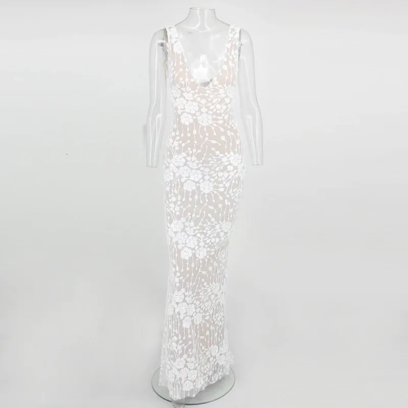 Women's Summer Lace V-Neck Sheath Long Dress