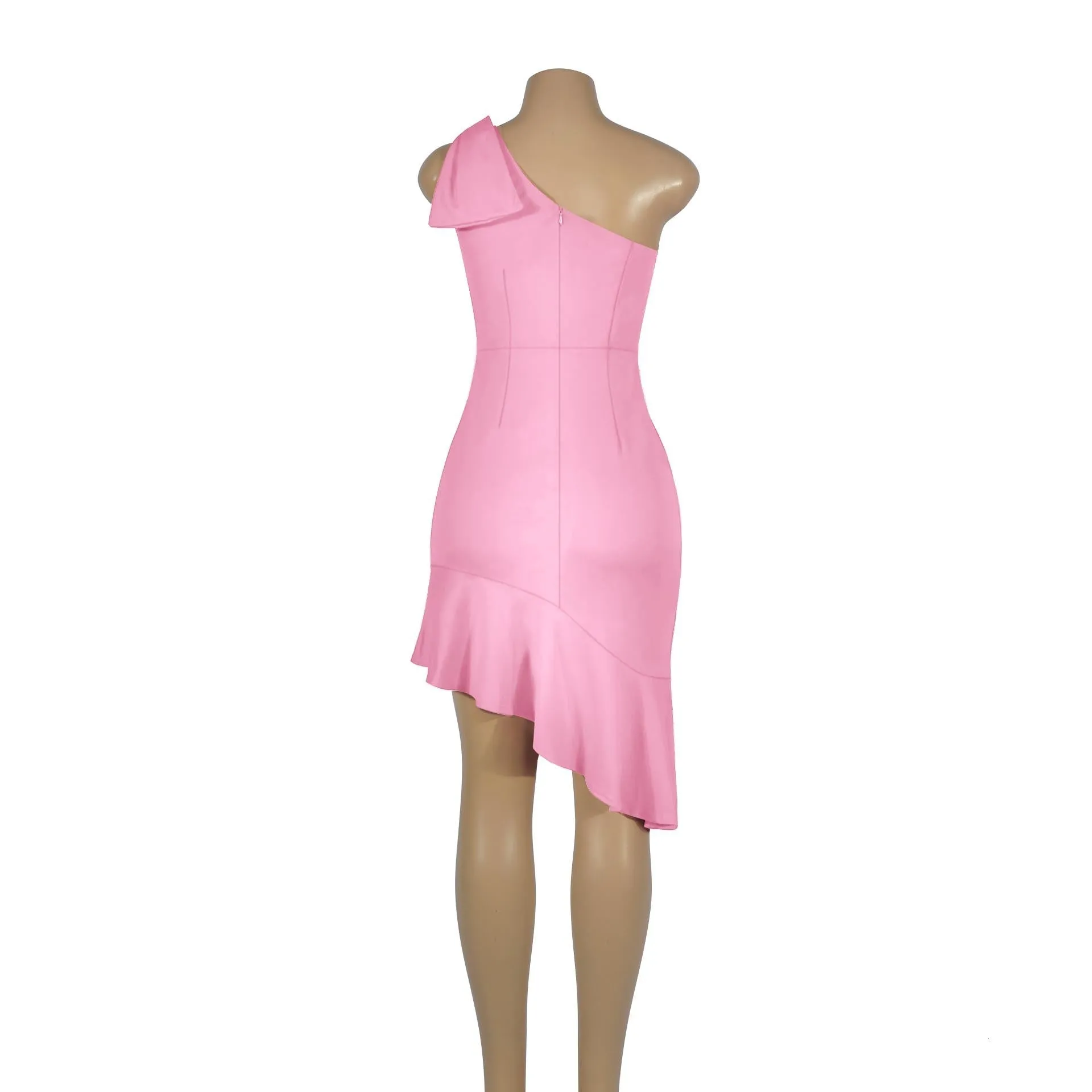 Women's Summer One-Shoulder Sheath Mini Dress With Ruffles