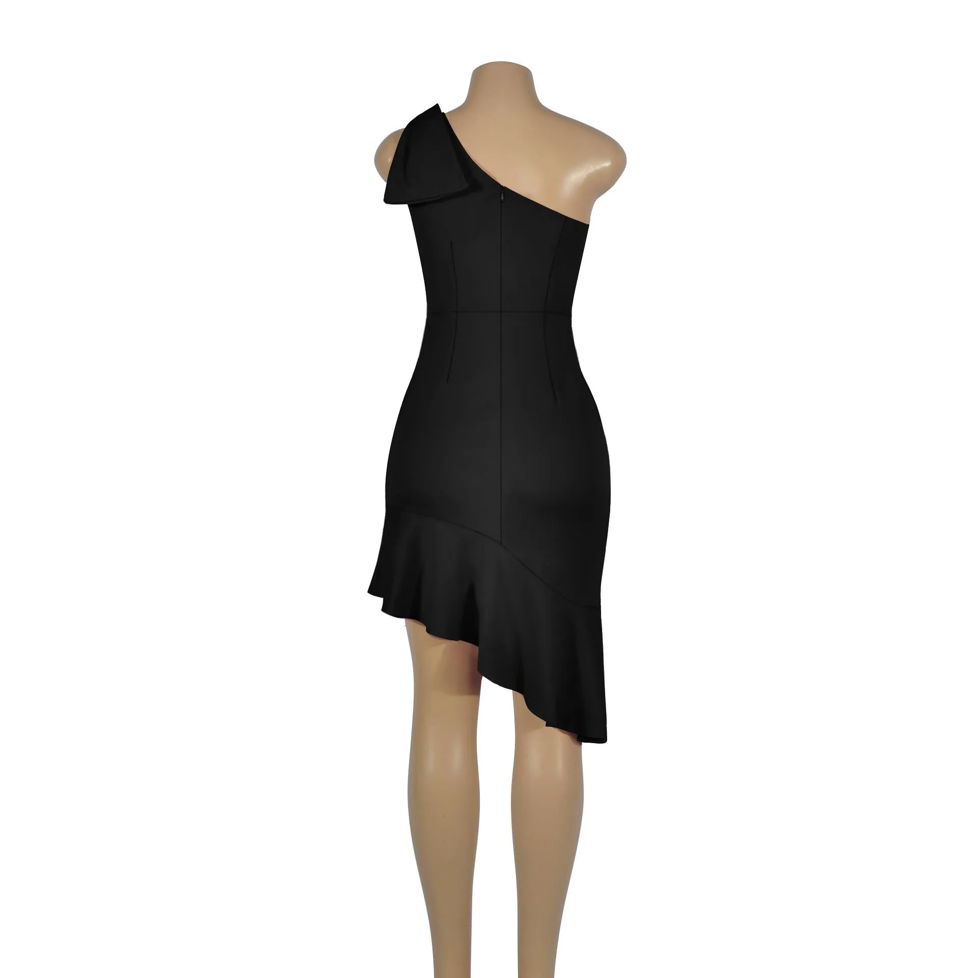 Women's Summer One-Shoulder Sheath Mini Dress With Ruffles