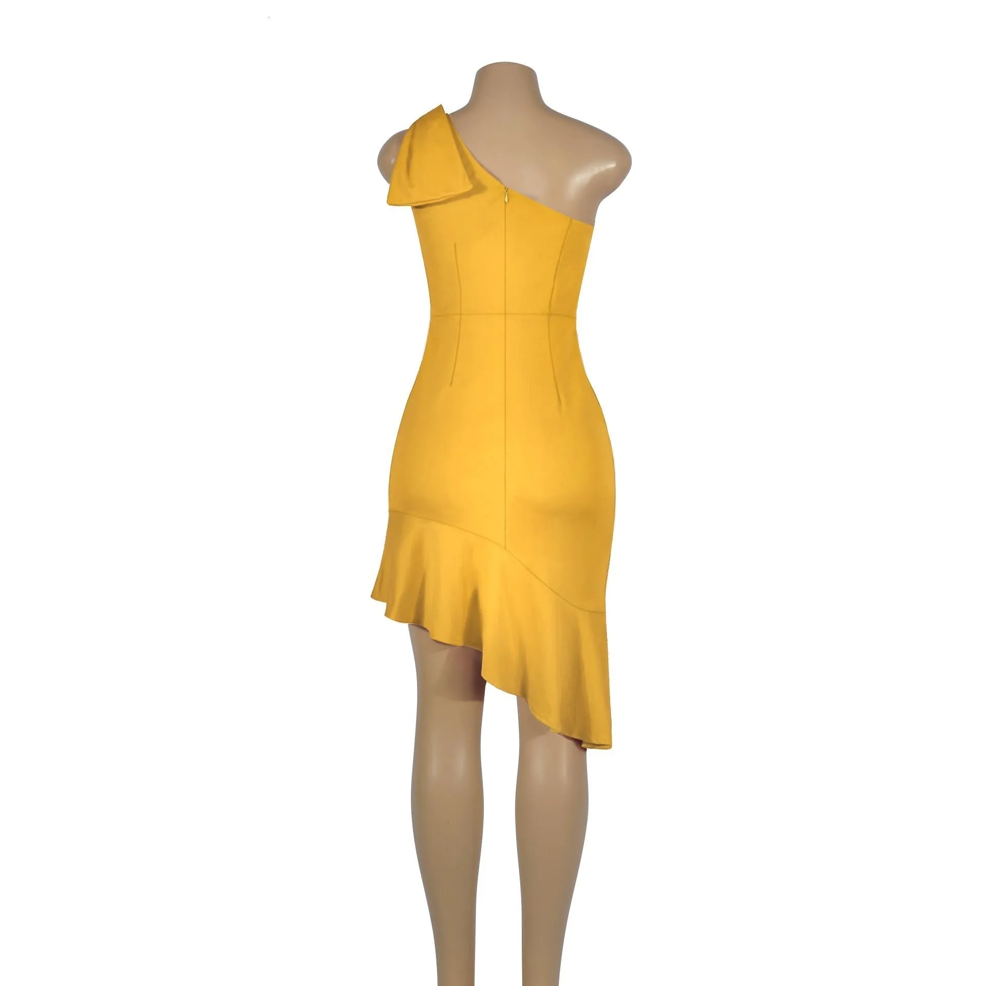 Women's Summer One-Shoulder Sheath Mini Dress With Ruffles