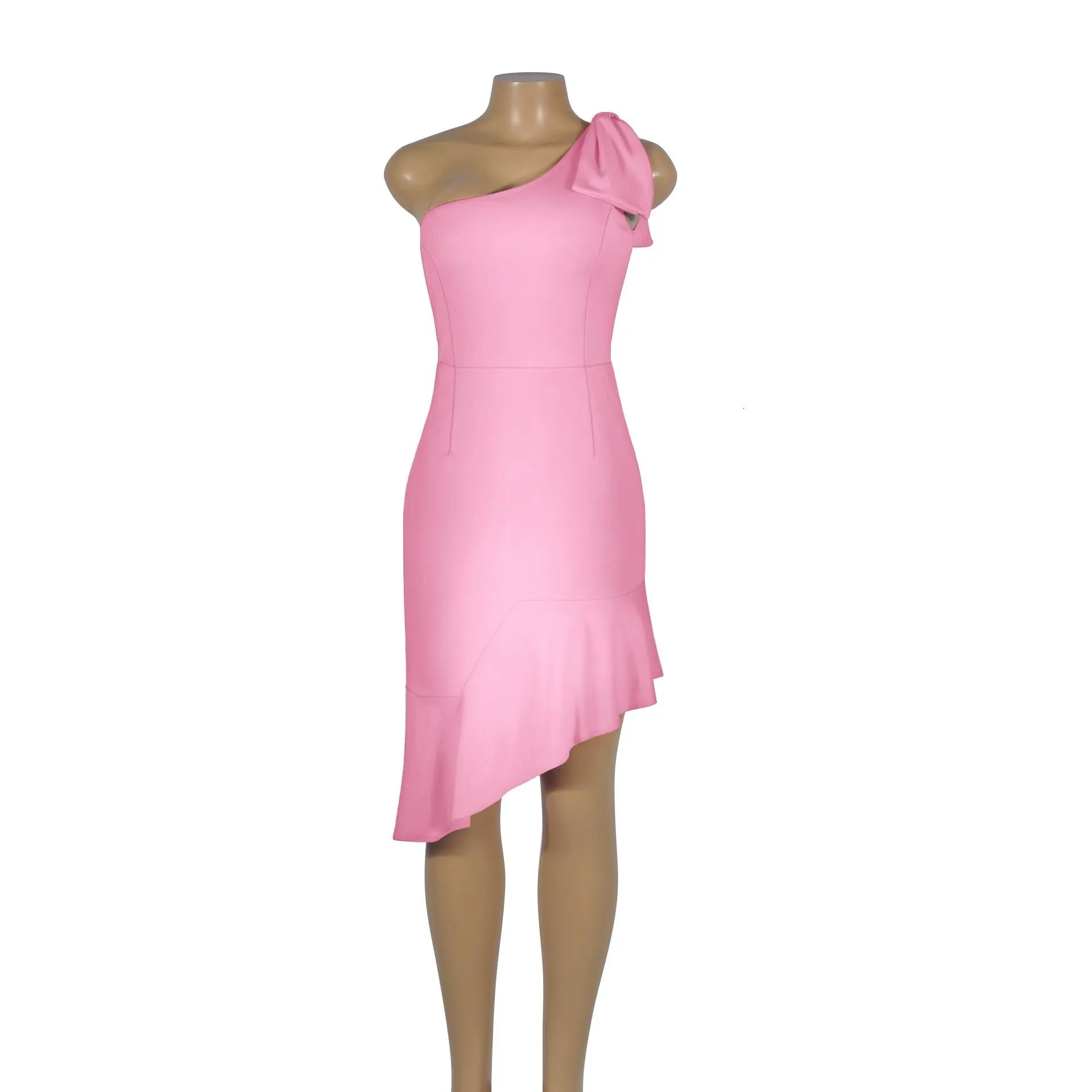 Women's Summer One-Shoulder Sheath Mini Dress With Ruffles
