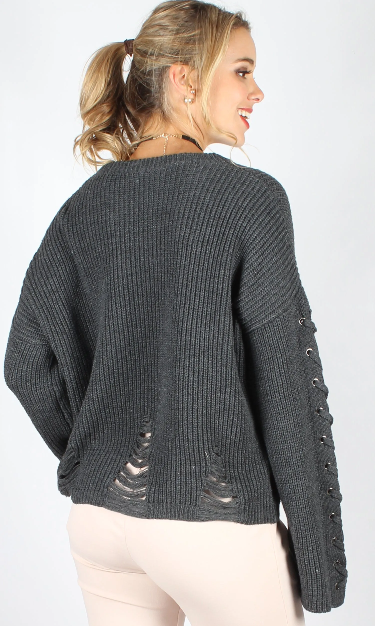 YL1000SS Drop Needle Lace Detail Sweater (Pack)
